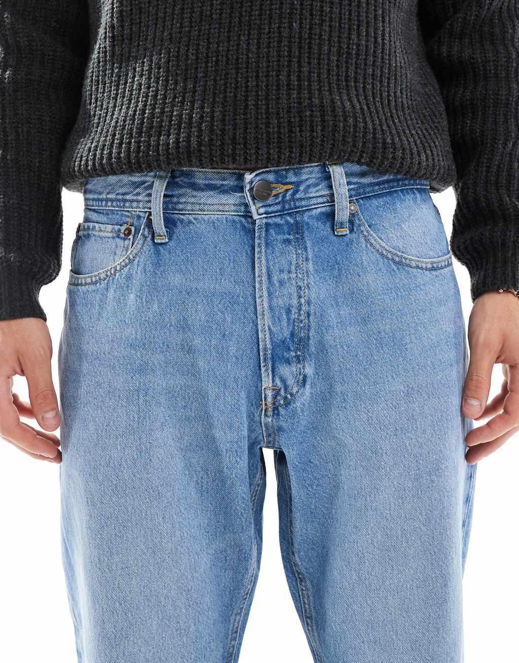 Jack & Jones mark cropped straight jean in mid blue wash  Product Image