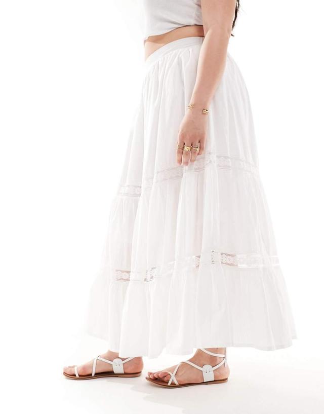 Yours tiered maxi skirt in white Product Image