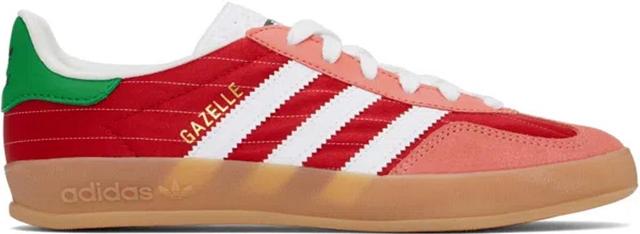 ADIDAS ORIGINALS Gazelle Indoor Leather-trimmed Suede Sneakers In Better Scarlet / Ftw Product Image