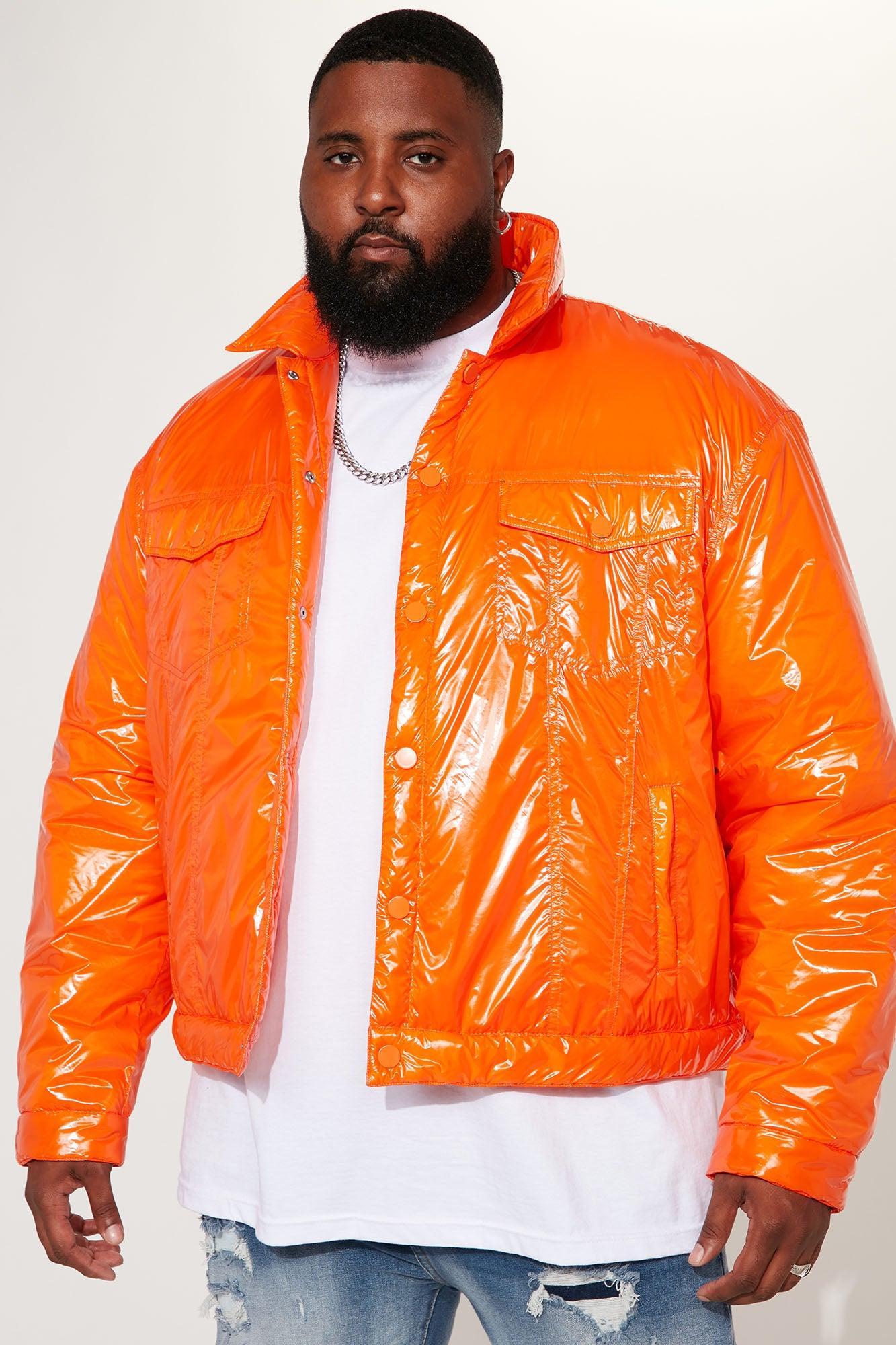 Posted Shiny Nylon Trucker Jacket - Orange Product Image