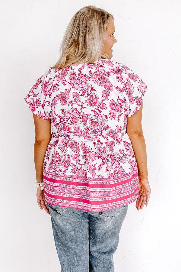 Blossom Boulevard Babydoll Top In Fuchsia Curves Product Image