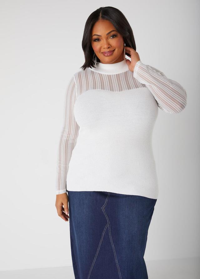 Plus Size Lurex Paneled Sweater Ashley Stewart Product Image