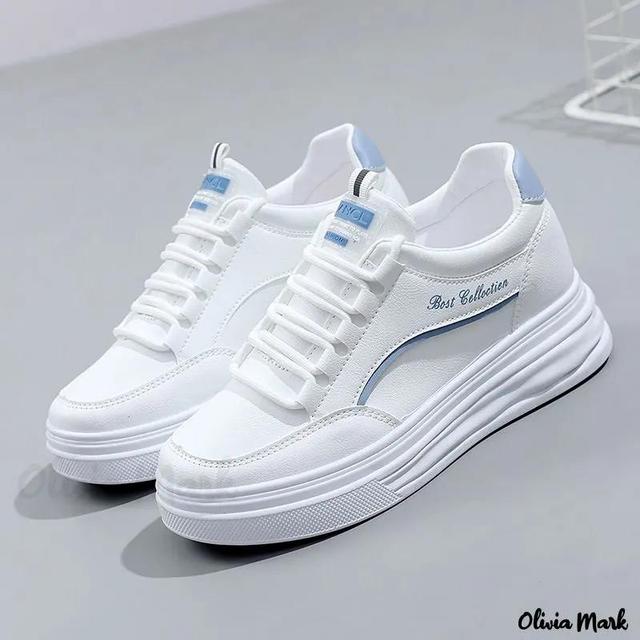 Olivia Mark – Height Increasing Thick Bottom Sneakers, White Casual Shoes, Sports Travel Shoes Product Image