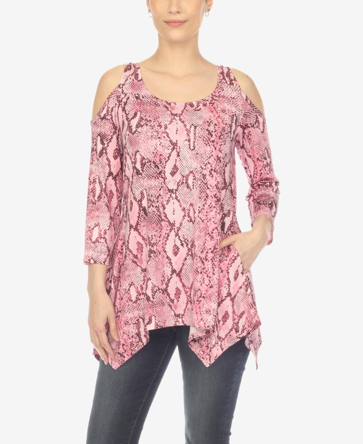 Womens Snake Print Cold Shoulder Tunic Product Image