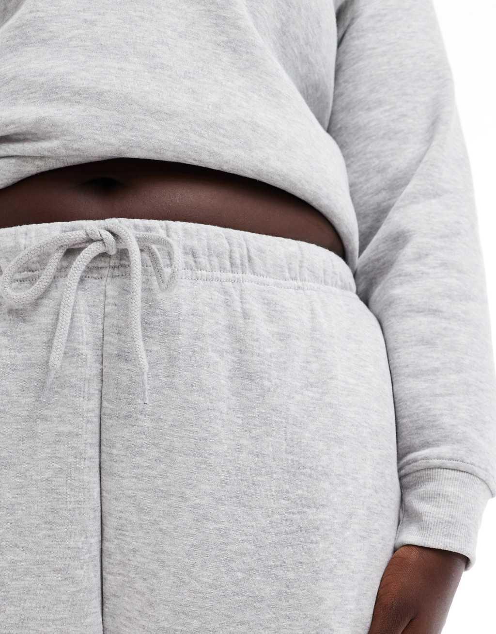 Pieces Curve sweatpants with tie waist in light heather gray - part of a set Product Image