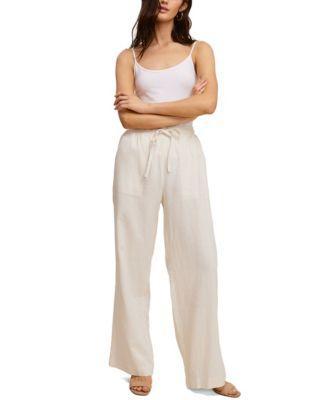 Solid Linen Drawstring Pants Product Image