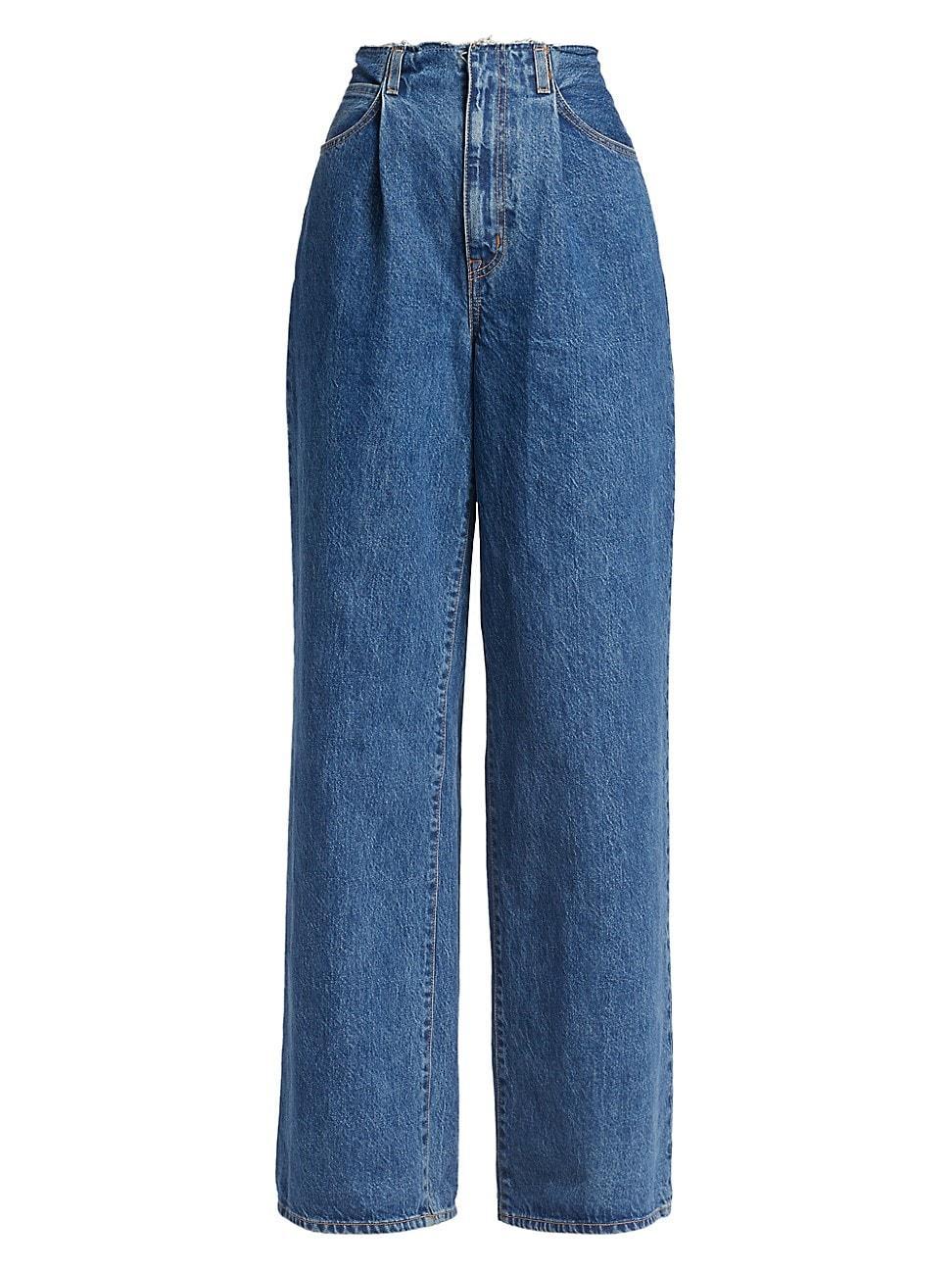 SLVRLAKE Taylor Pleated Wide Leg Jeans Product Image