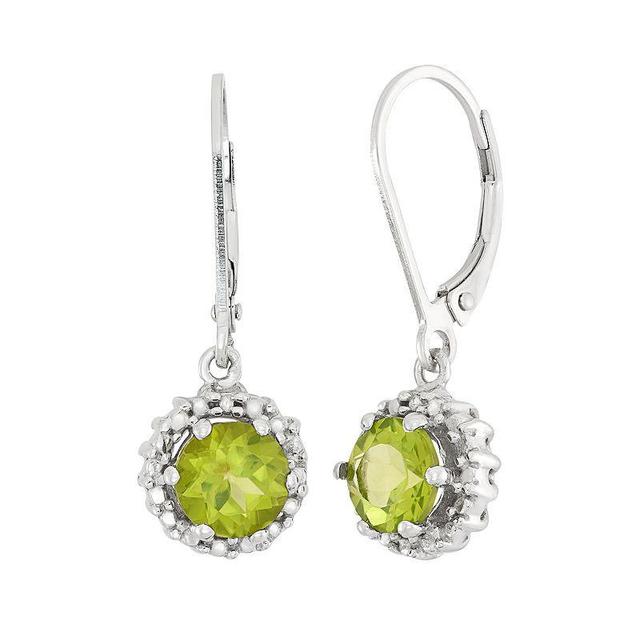 Jewelexcess Peridot & Diamond Accent Sterling Silver Halo Drop Earrings, Womens, Green Product Image