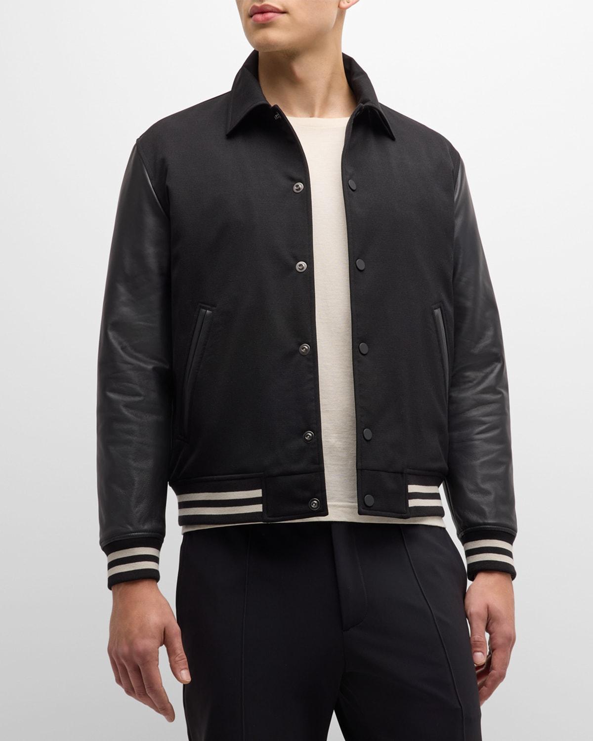 Mens Varsity Jacket in Textured Gabardine Product Image