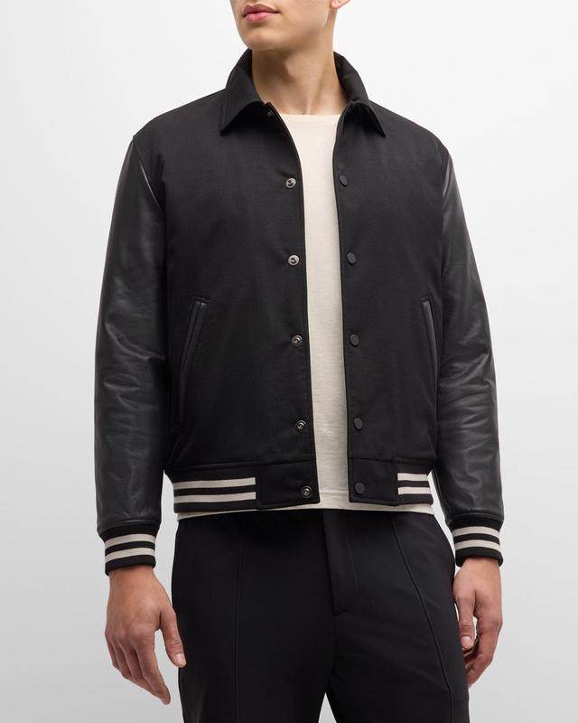 Men's Varsity Jacket in Textured Gabardine Product Image