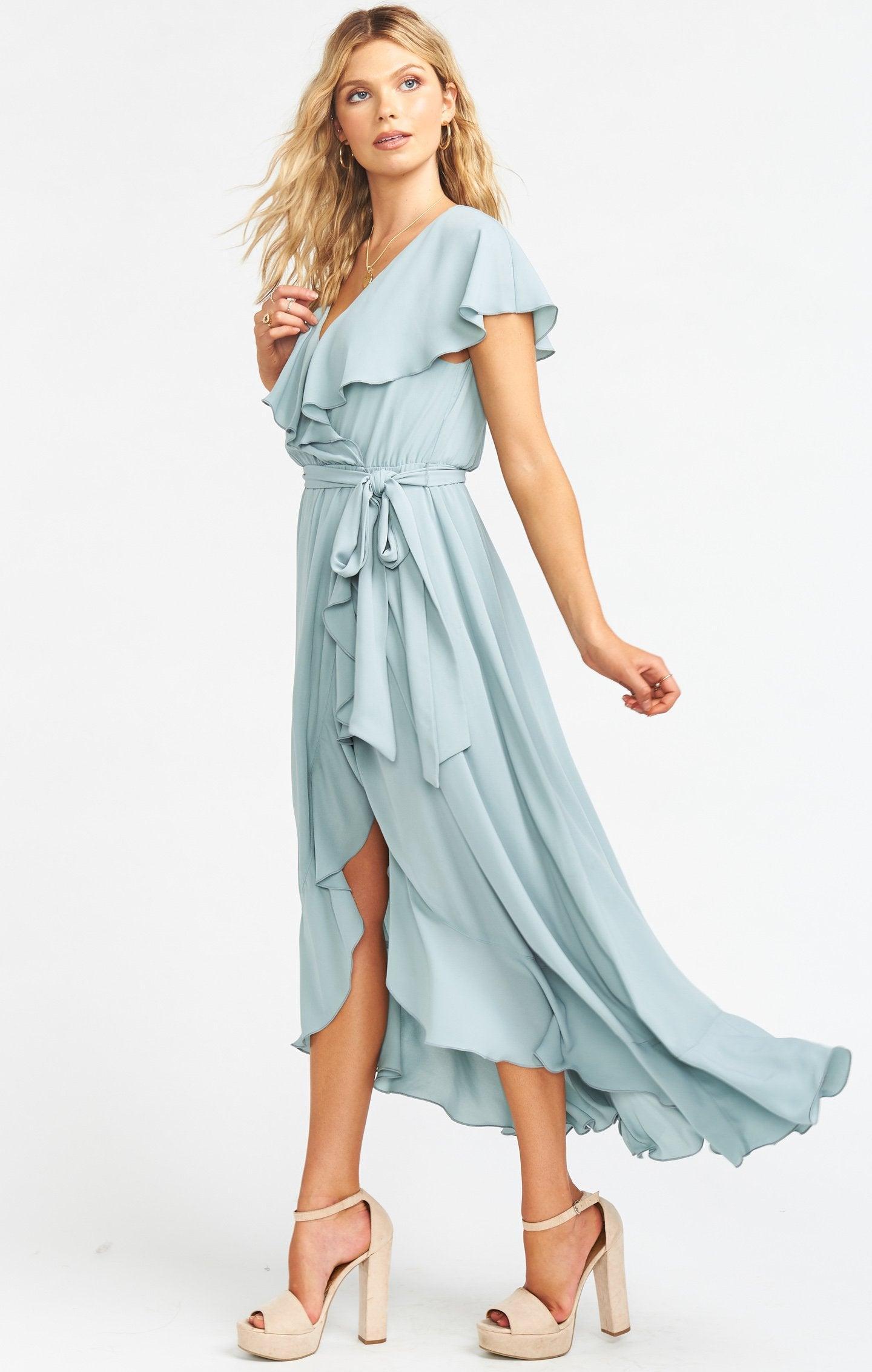 Jess Ruffle Midi Dress ~ Silver Sage Crisp Product Image