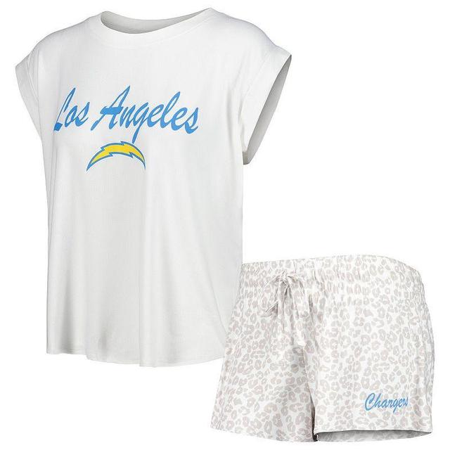 Womens Concepts Sport /Cream Los Angeles Chargers Montana Knit T-Shirt & Shorts Sleep Set Product Image