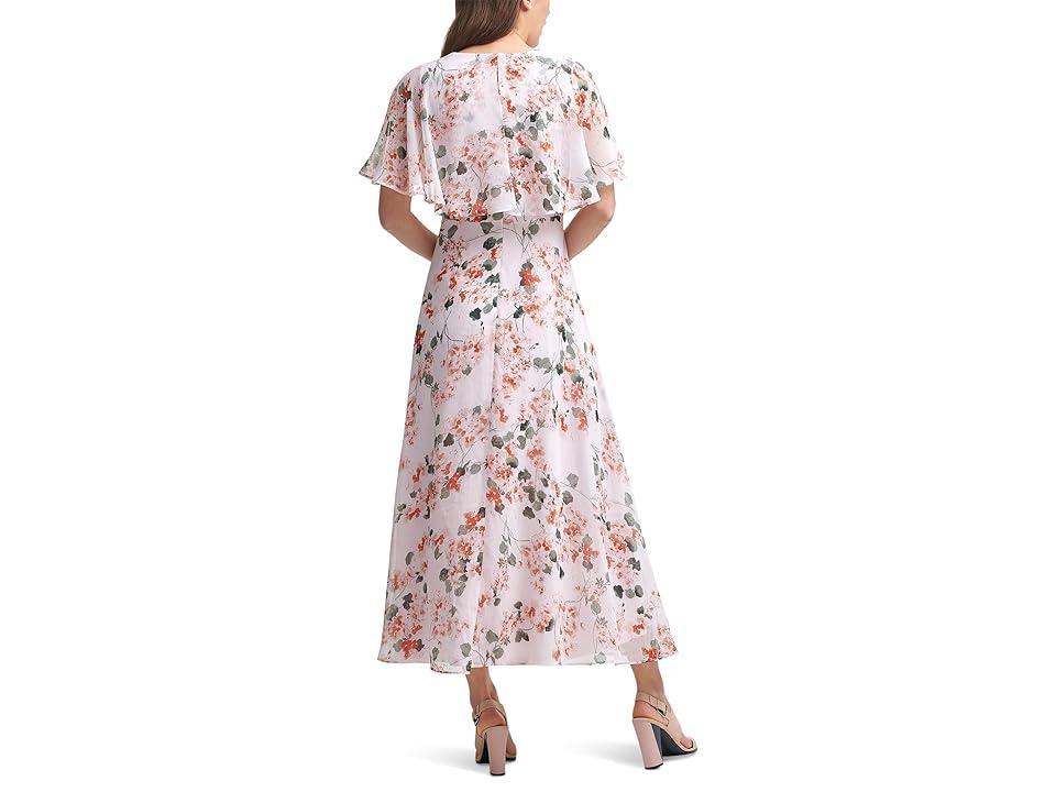 Calvin Klein Midi Chiffon Dress with Flutter Sleeves (Blsh ) Women's Dress Product Image