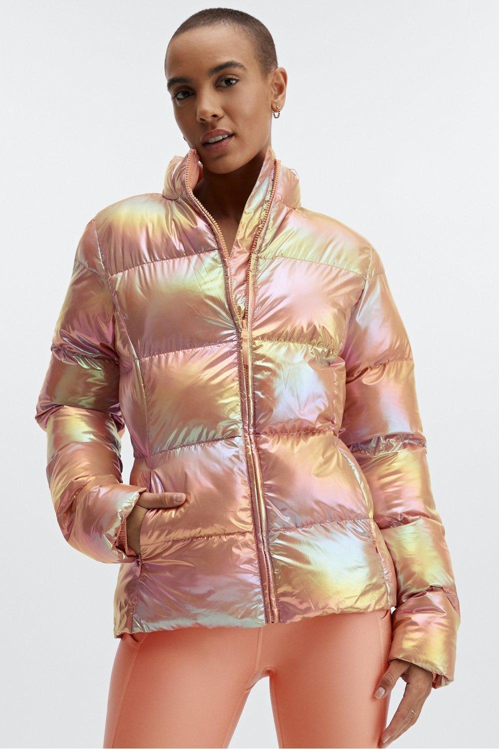 Fabletics Palmer Shine Puffer Womens orange/pink plus Size 4X Product Image