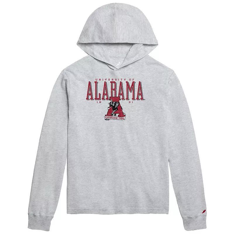 Mens League Collegiate Wear Ash Alabama Crimson Tide Team Stack Tumble Long Sleeve Hooded T-Shirt Product Image