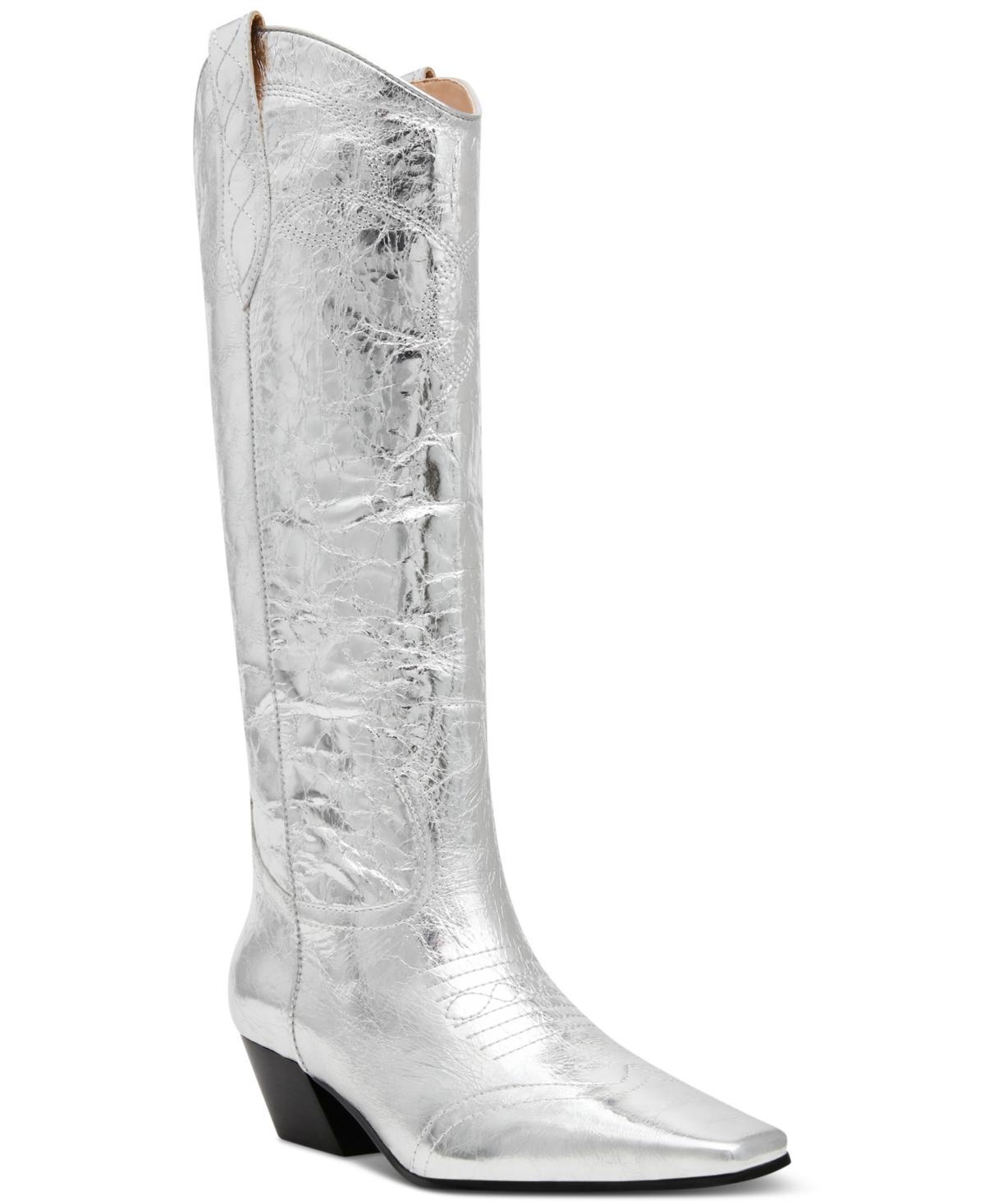 STEVE MADDEN Dollie Western Boot In Silver Product Image