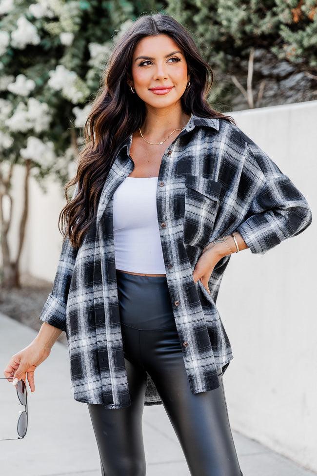 Refreshing Beauty Plaid Black/White Button Front Shirt FINAL SALE Product Image