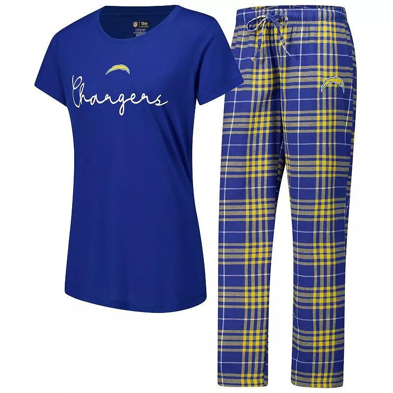 Womens Concepts Sport Los Angeles Chargers Vector T-Shirt & Flannel Pants Sleep Set Product Image