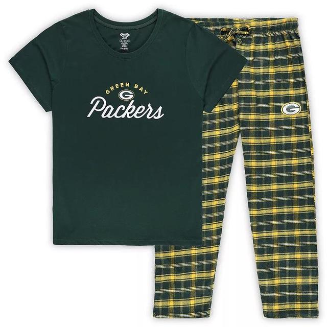 Womens Concepts Sport Bay Packers Plus Size Badge T-Shirt & Flannel Pants Sleep Set Product Image