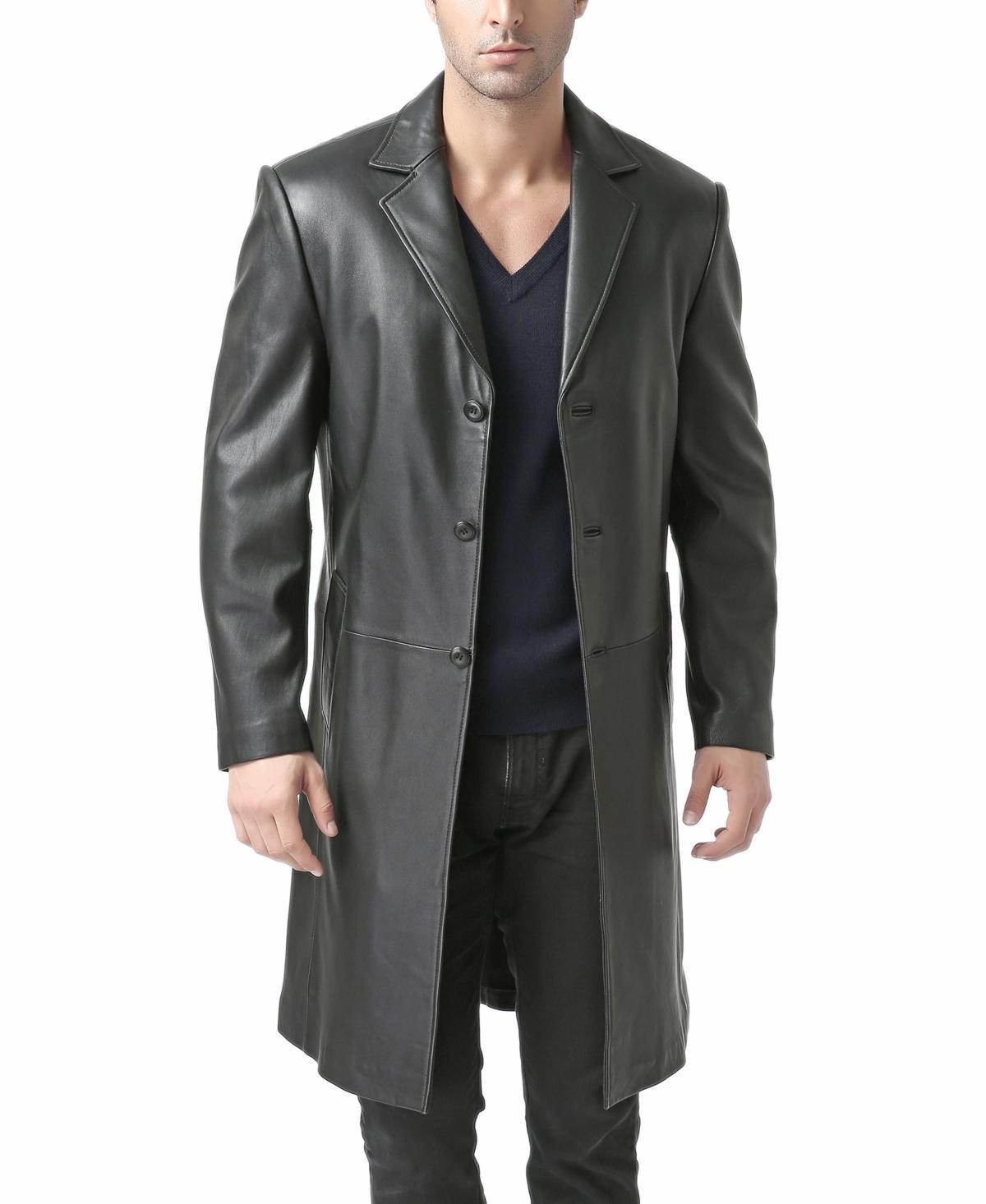 Bgsd Men Classic Leather Long Walking Coat - Short Product Image