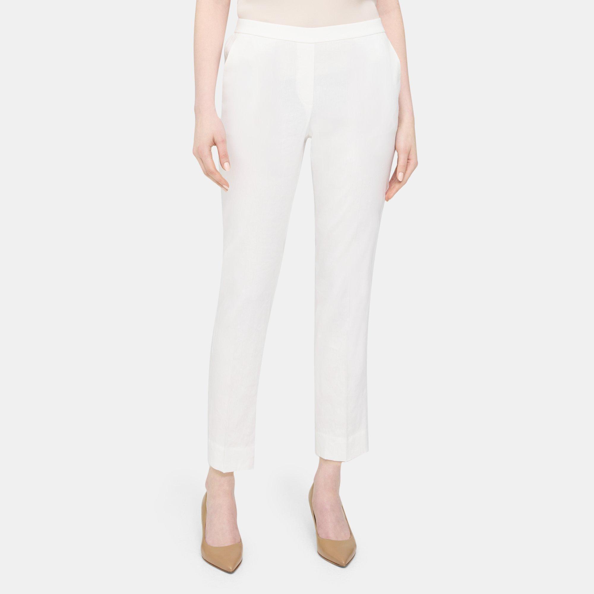 Linen-Blend Slim Cropped Pull-On Pant | Theory Outlet product image