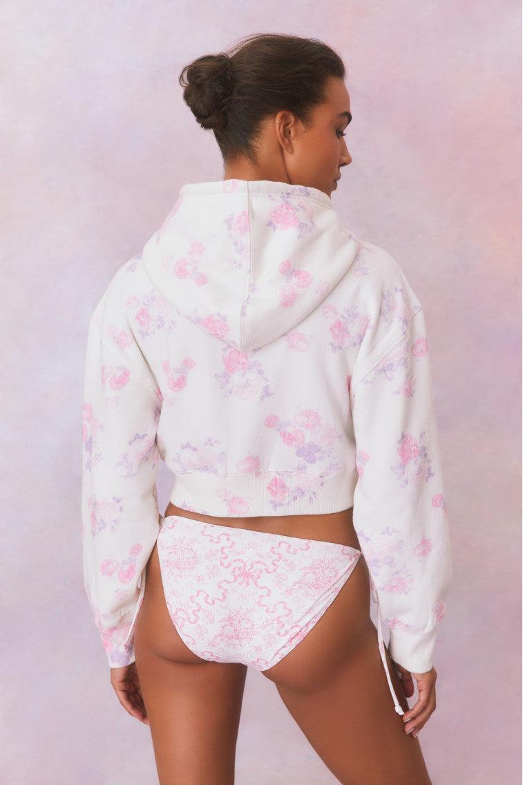 Pierra Crop Floral Print Logo Hoodie Product Image