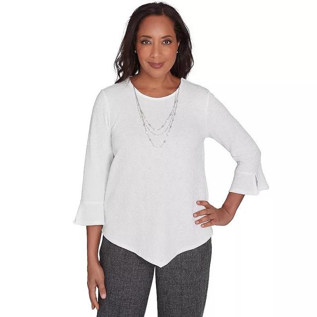 Womens Alfred Dunner Textured Top with a Detachable Necklace Product Image