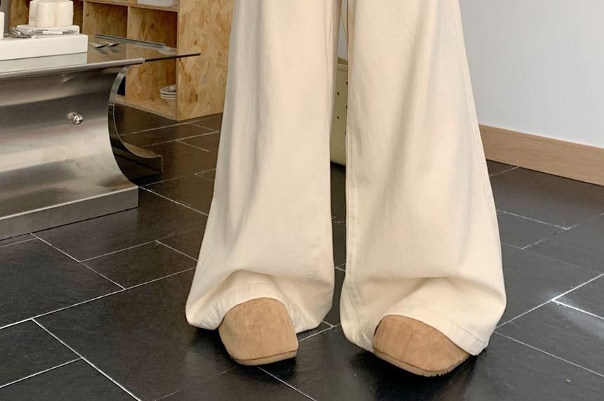 High Rise Plain Wide Leg Pants Product Image