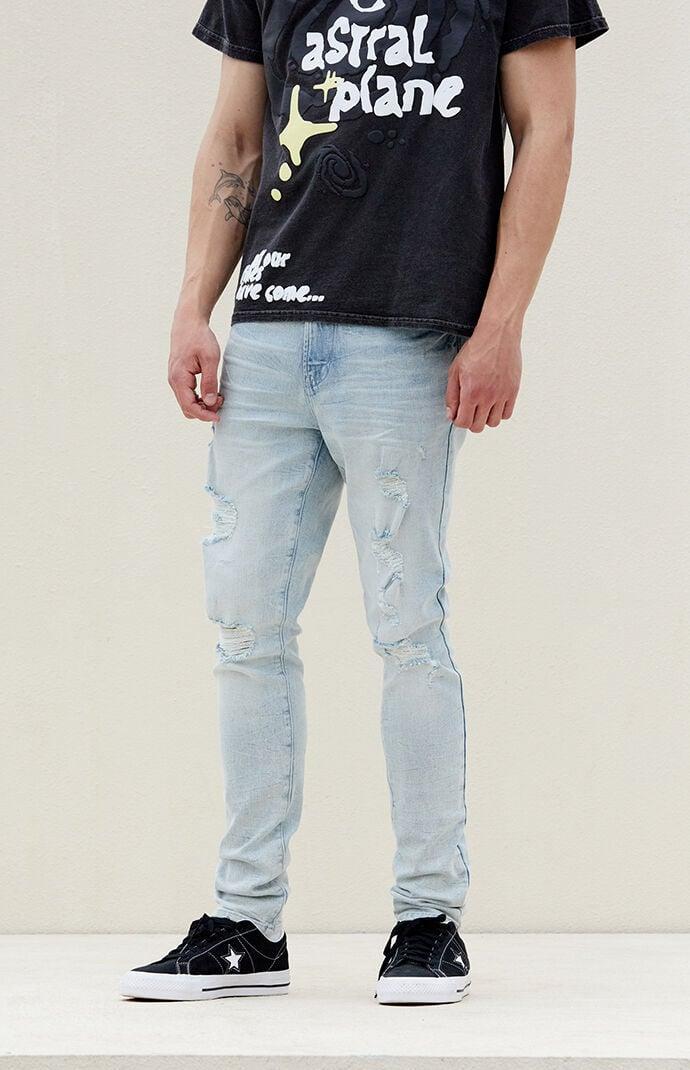 PacSun Mens Eco Comfort Stretch Indigo Stacked Skinny Jeans Product Image