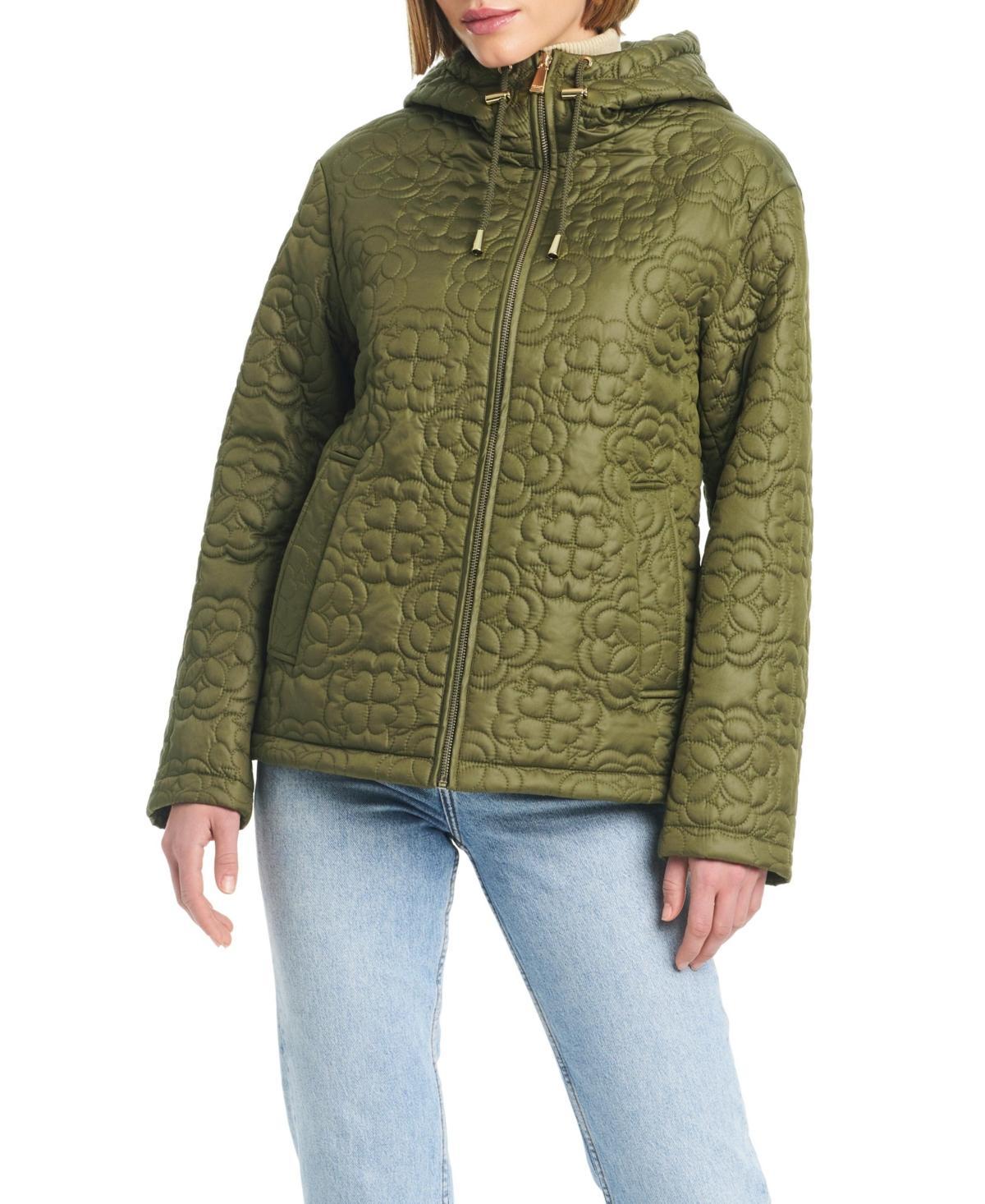 kate spade new york Womens Signature Zip-Front Water-Resistant Quilted Jacket Product Image