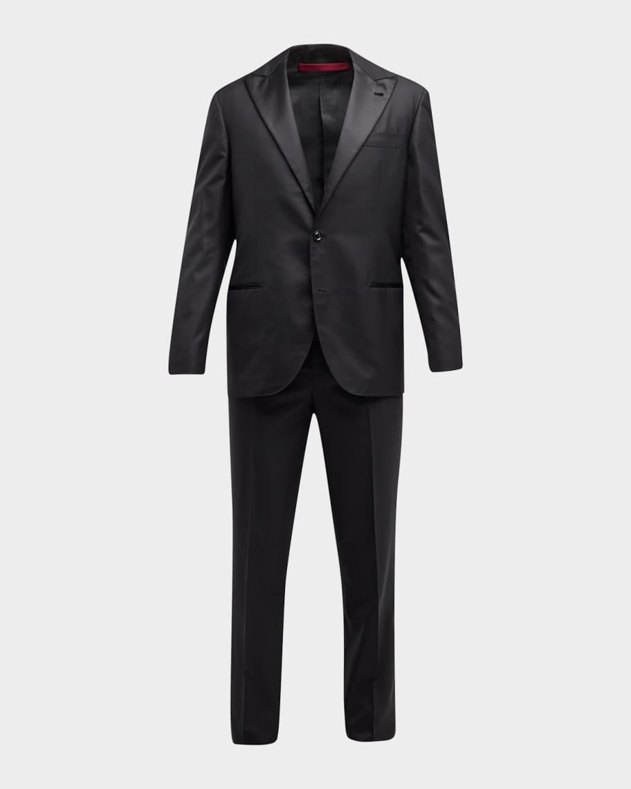 Mens Solid Peak-Lapel Tuxedo Product Image