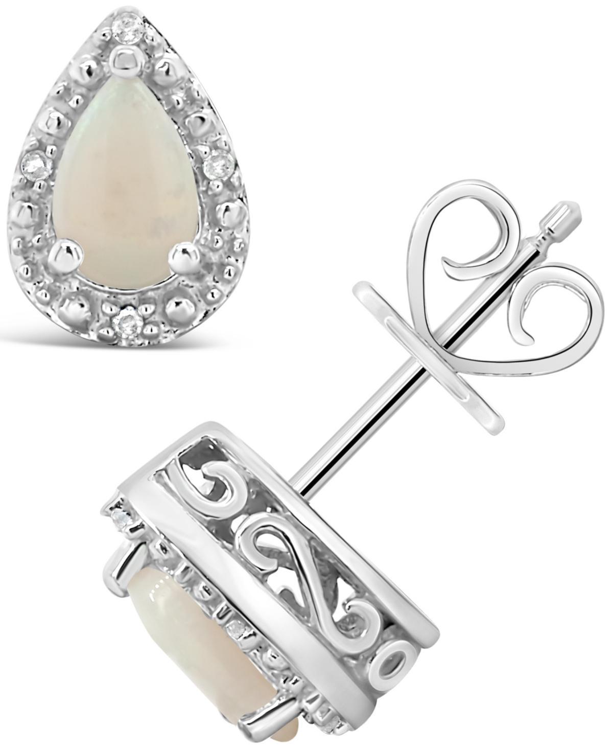 Gemstone and Diamond Accent Stud Earrings in Sterling Silver Product Image