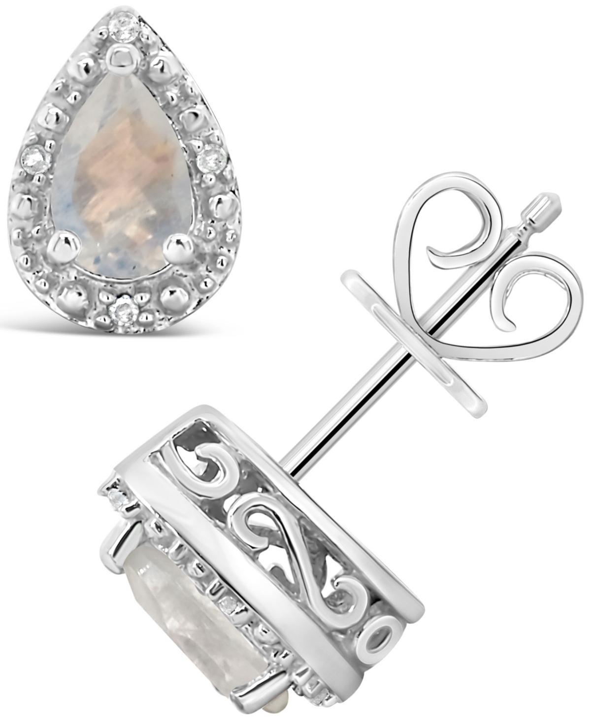 Gemstone and Diamond Accent Stud Earrings in Sterling Silver Product Image