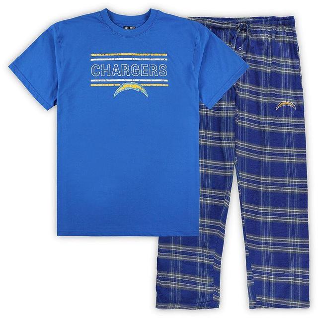 Mens Concepts Sport Powder Blue/Gray Los Angeles Chargers Big & Tall Flannel Sleep Set Product Image