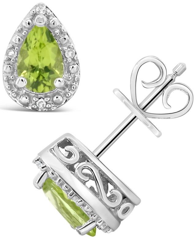 Gemstone and Diamond Accent Stud Earrings in Sterling Silver Product Image