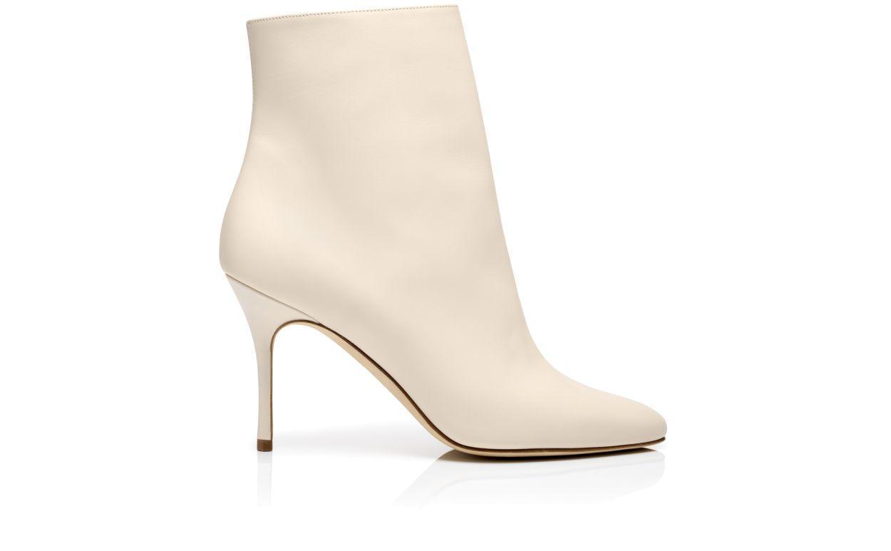 INSOPO Cream Calf Leather Ankle Boots Product Image