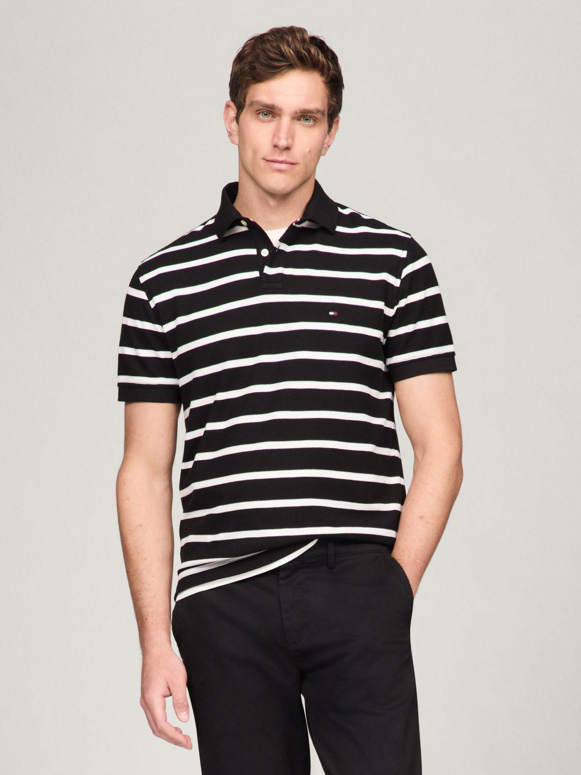 Tommy Hilfiger Men's Stripe Regular Fit Wicking Polo Product Image