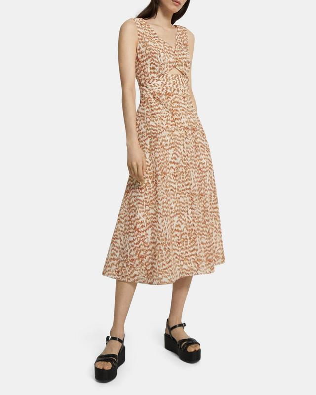 Cutout Midi Dress in Printed Poly Product Image