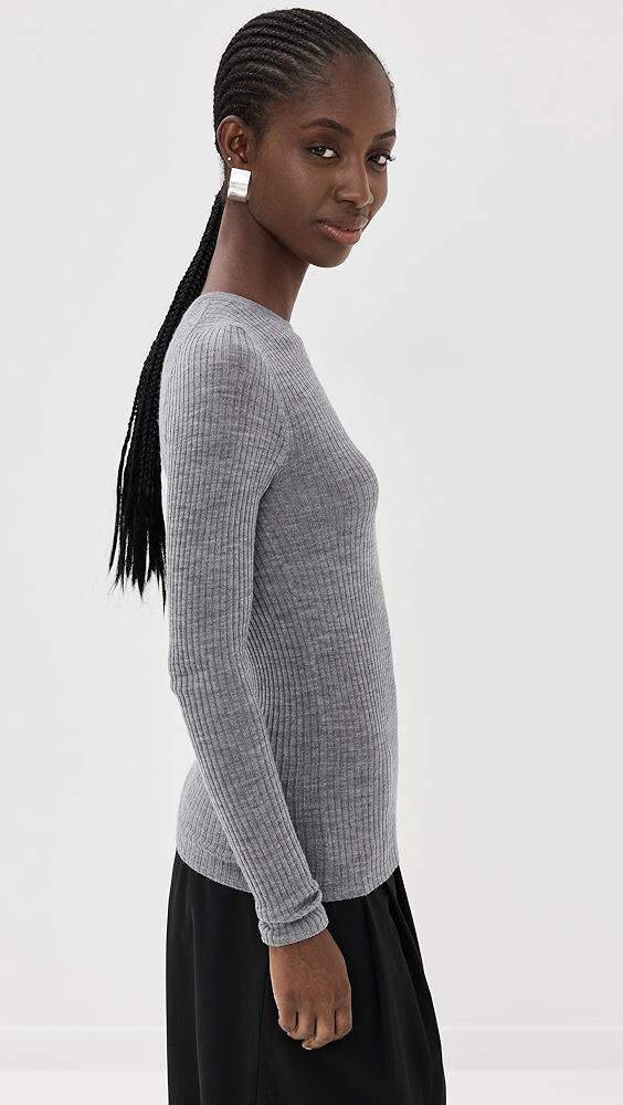 Tibi Feather Weight Ribbed Crew Neck Pullover | Shopbop Product Image