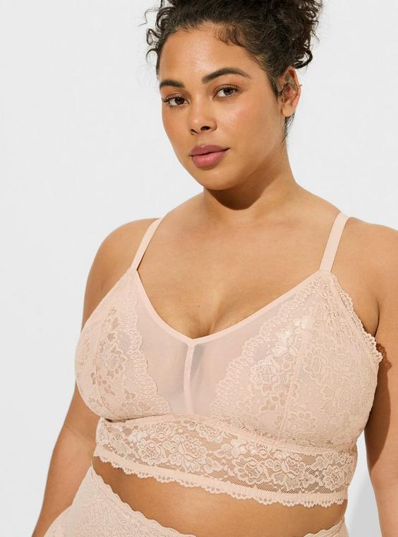 Unlined Simply Lace and Mesh Bralette Product Image