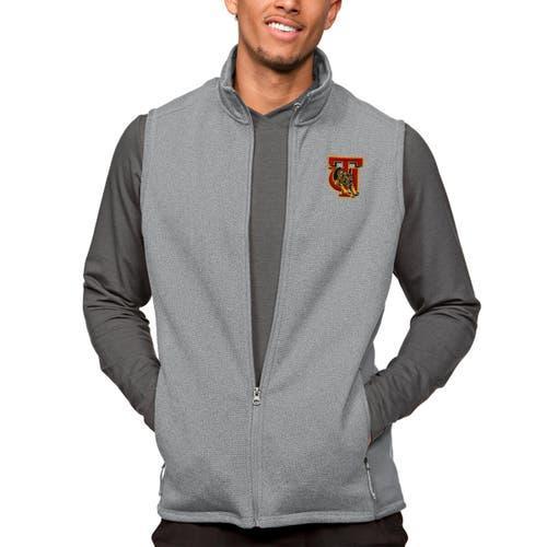 Mens Antigua Heather Gray Tuskegee Golden Tigers Course Full-Zip Vest Product Image