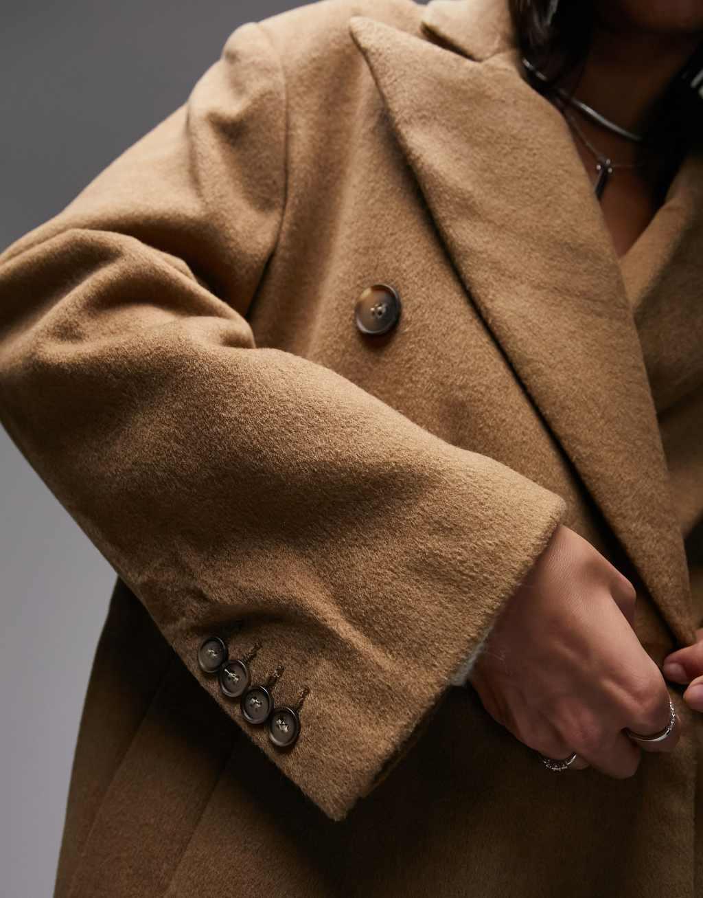 Topshop smart oversized longline coat in camel Product Image