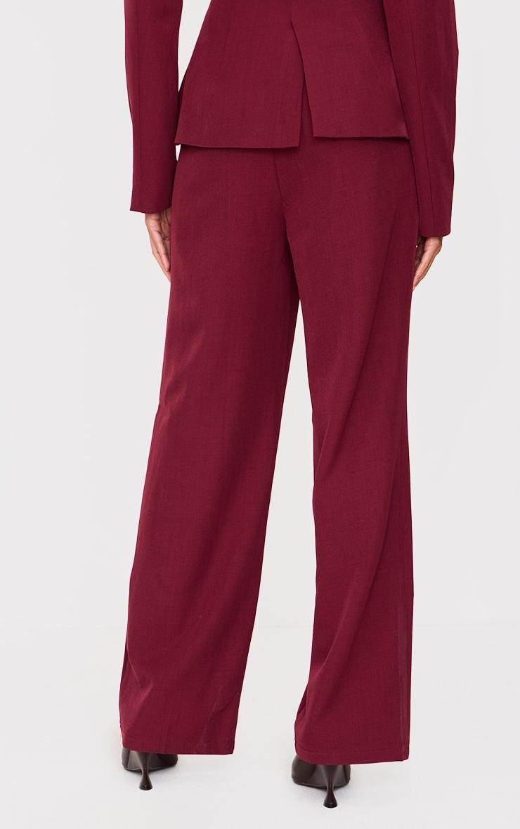 Burgundy Tailored Woven Straight Leg Pants Product Image