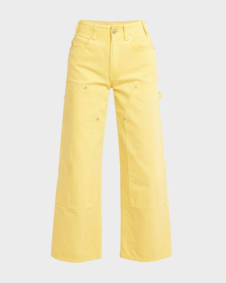 The Olympia Wide-Leg Cropped Carpenter Denim Jeans Product Image