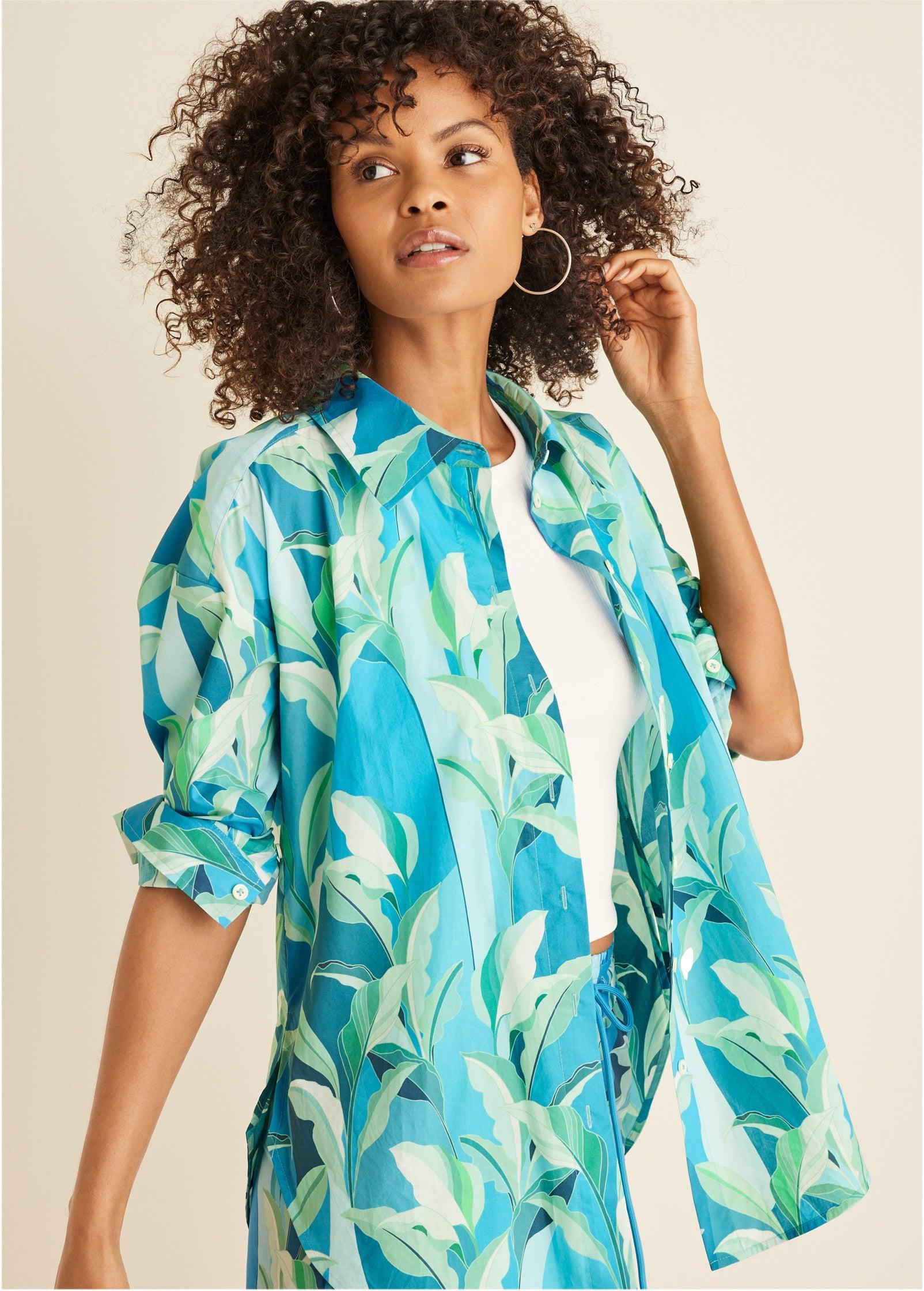 Printed Button Down Top - Botanical Beauty Product Image