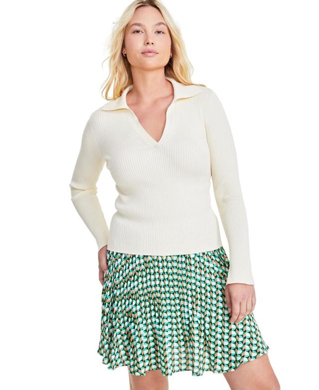 On 34th Womens Johnny Collar Ribbed Pullover, Created for Macys Product Image