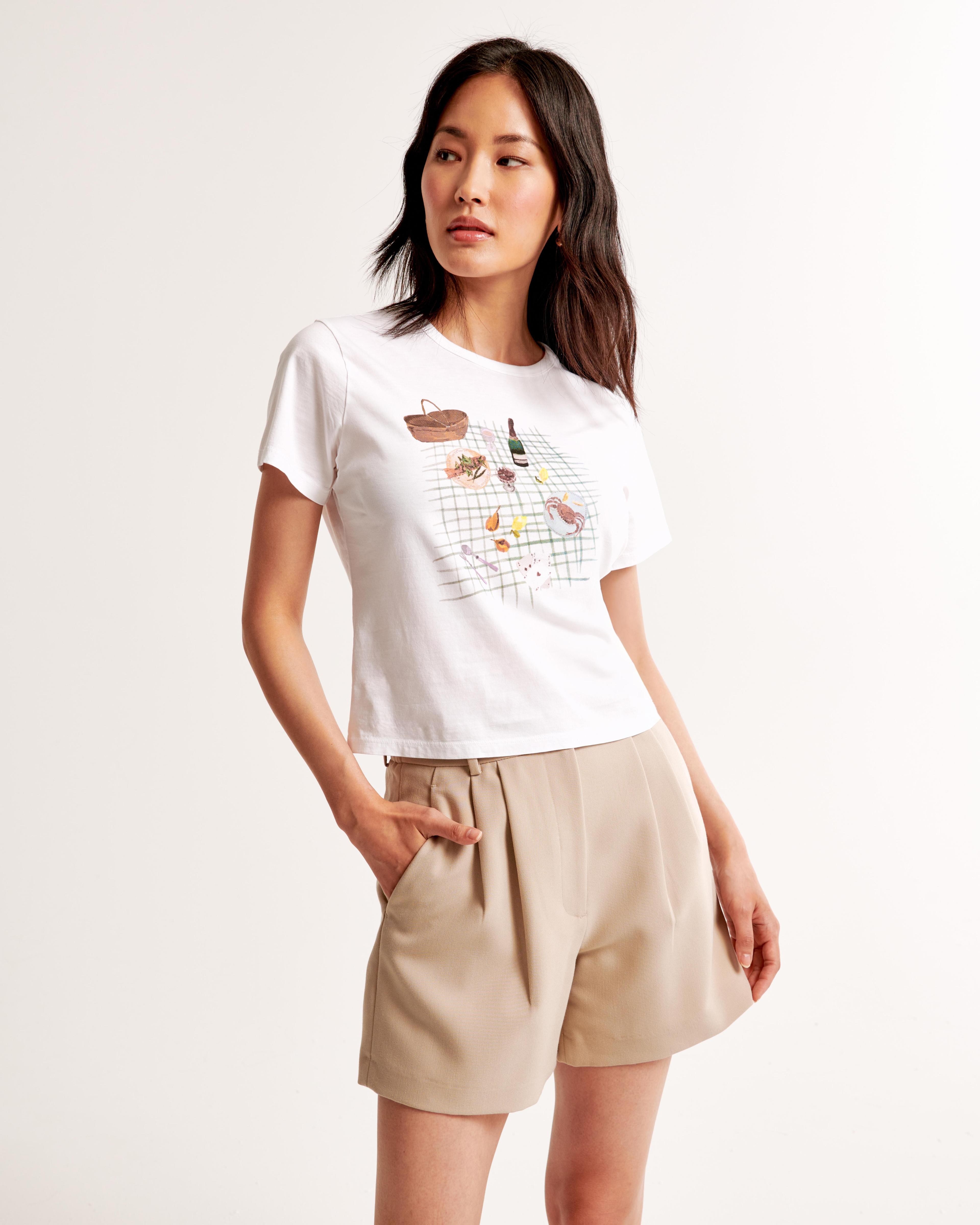 Short-Sleeve Picnic Graphic Skimming Tee Product Image