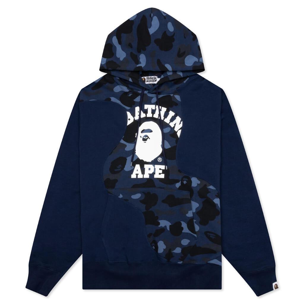 Color Camo College Cutting Relaxed Fit Hoodie - Navy Male Product Image