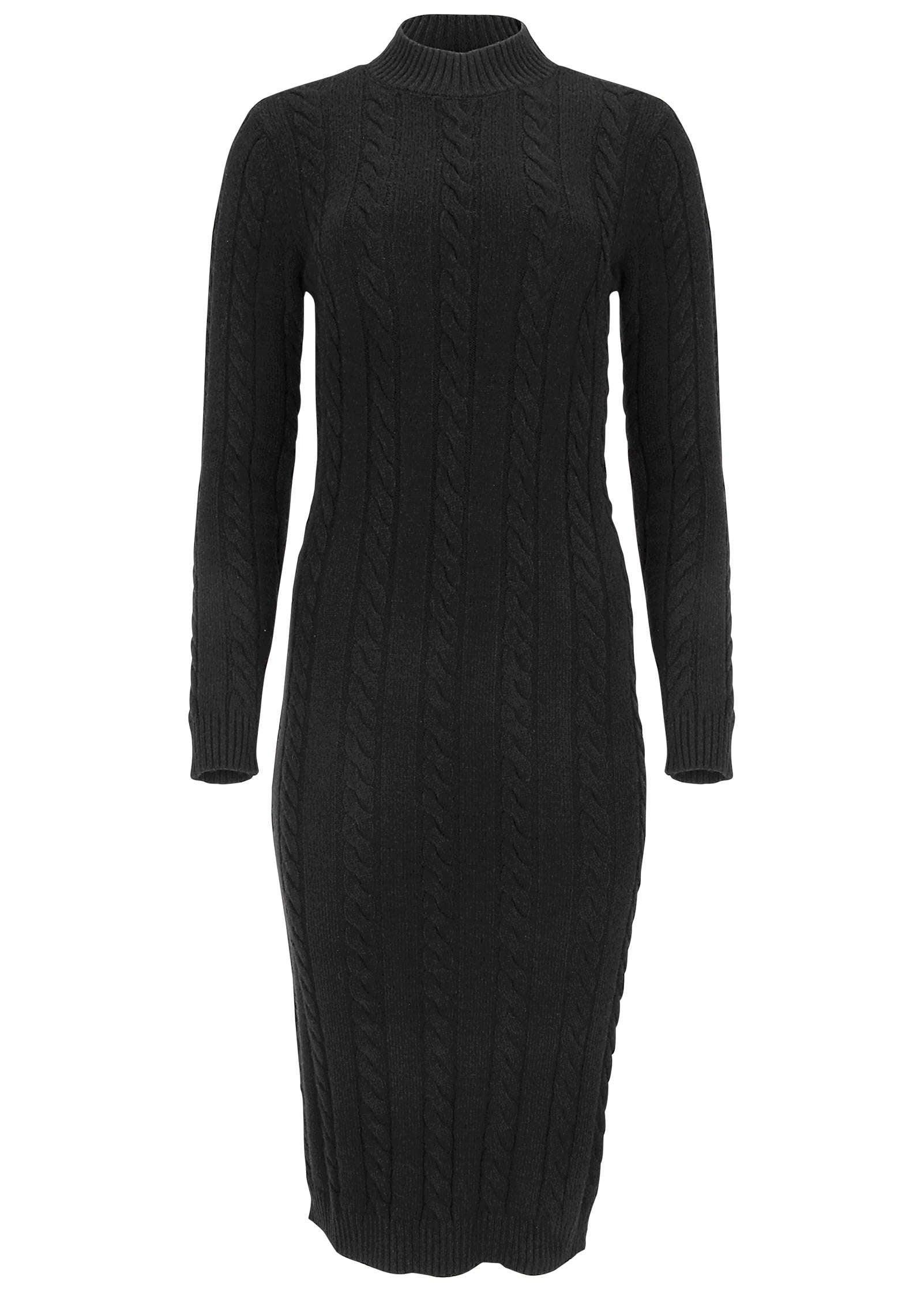 Mockneck Midi Sweater Dress - Black Product Image