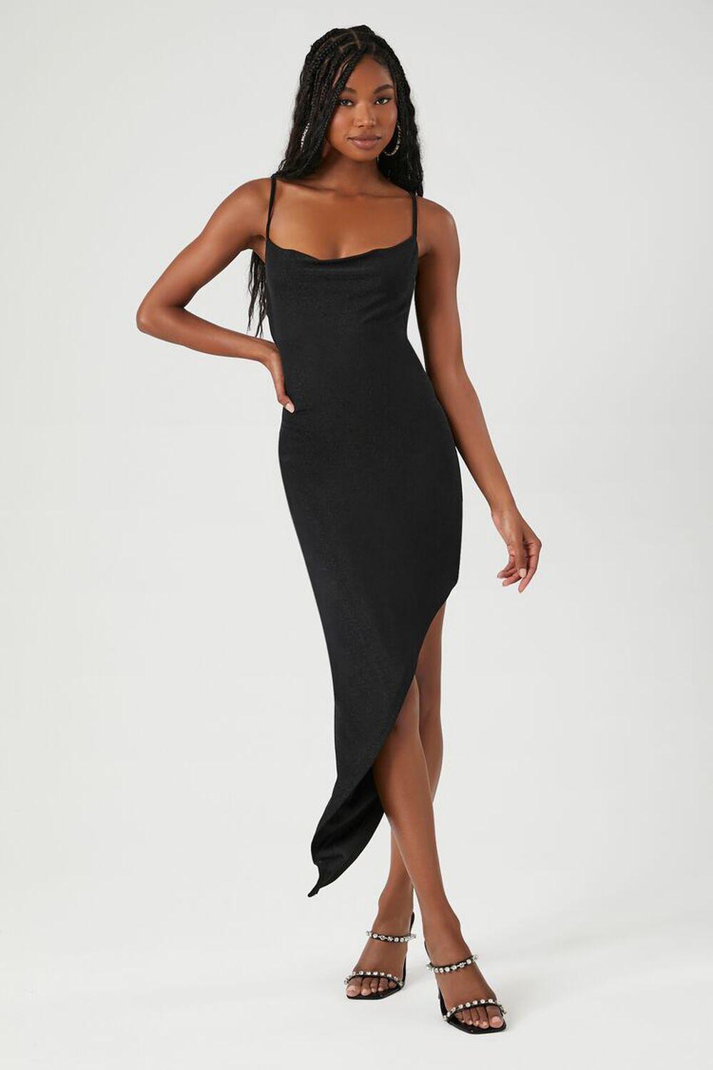 Glitter Knit Asymmetrical Midi Dress | Forever 21 Product Image